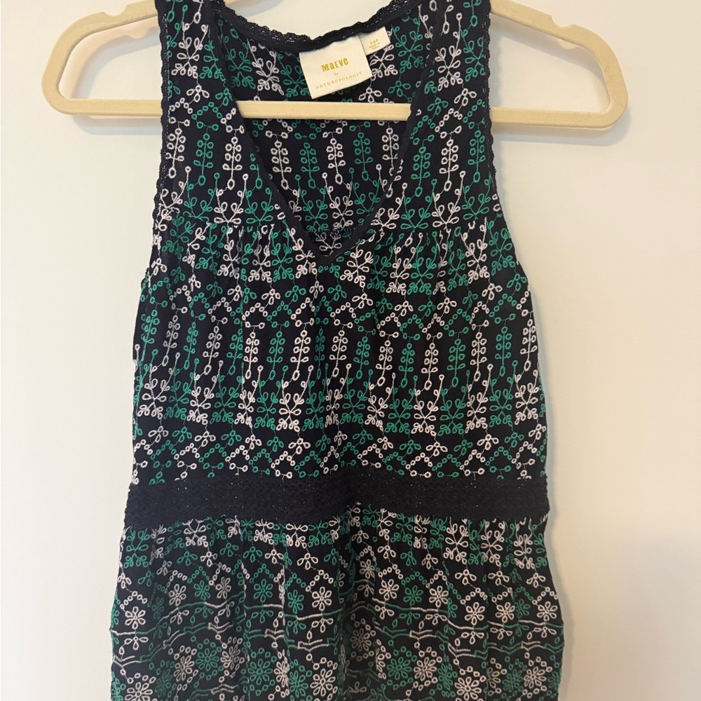 Anthropologie Maeve Cammie Embroidered Eyelet Peplum SleevelessTop